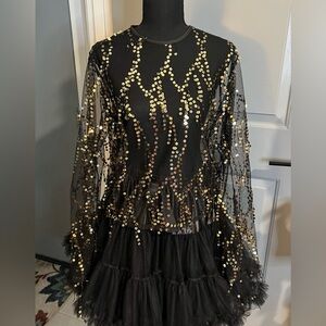 Nasty Gal Black Mesh Sequin Top Size 4